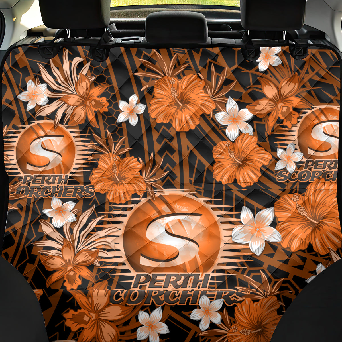 australian-scorchers-cricket-back-car-seat-cover-baeuty-pacific-hibiscus-and-polynesian-pattern