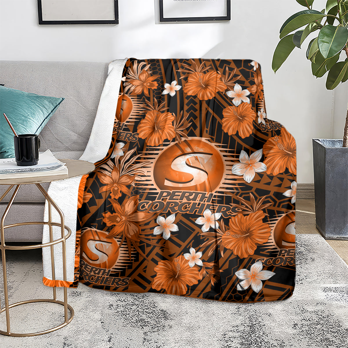 australian-scorchers-cricket-blanket-baeuty-pacific-hibiscus-and-polynesian-pattern