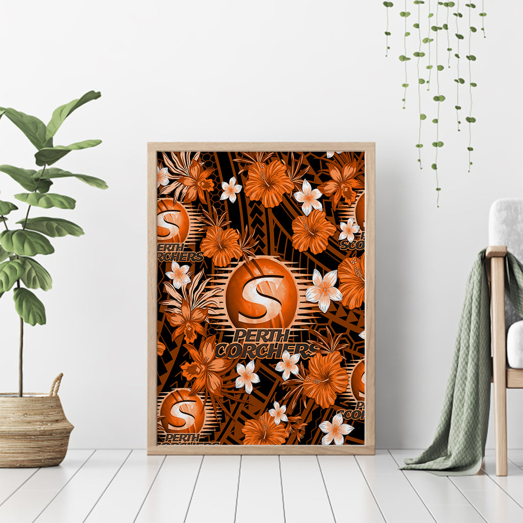 australian-scorchers-cricket-canvas-wall-art-baeuty-pacific-hibiscus-and-polynesian-pattern