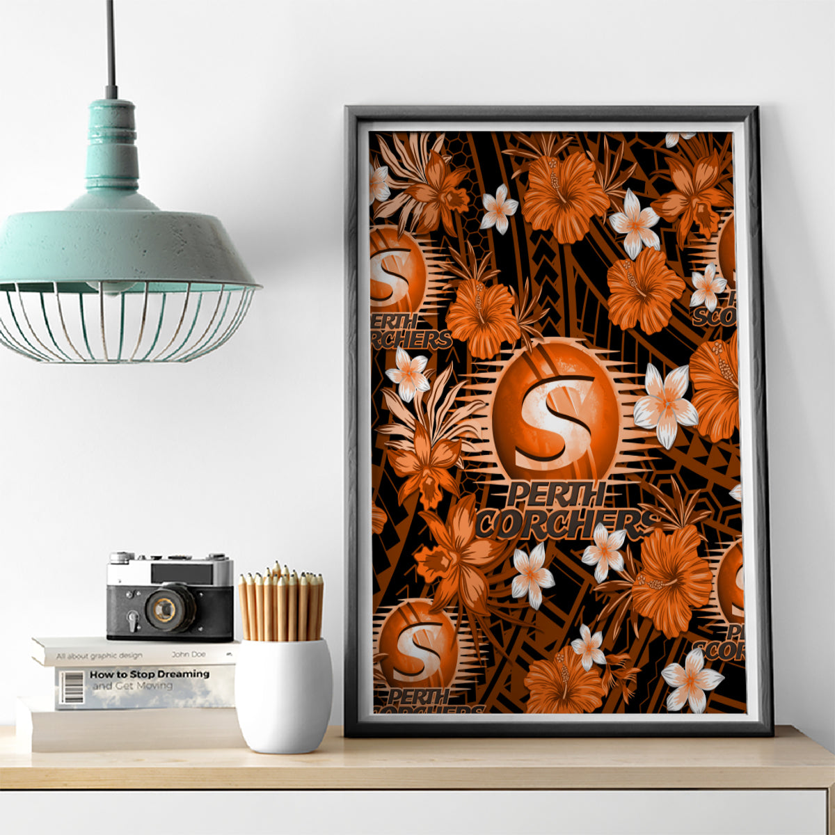 australian-scorchers-cricket-canvas-wall-art-baeuty-pacific-hibiscus-and-polynesian-pattern