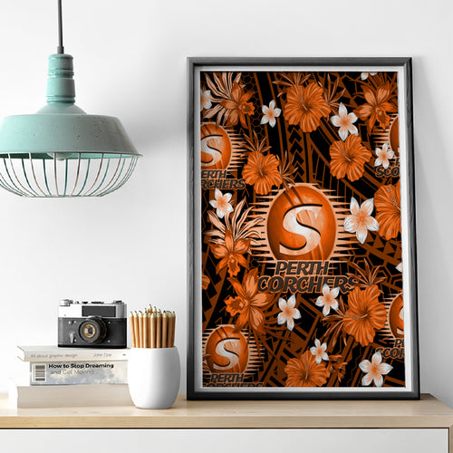 australian-scorchers-cricket-canvas-wall-art-baeuty-pacific-hibiscus-and-polynesian-pattern
