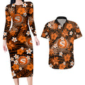 australian-scorchers-cricket-couples-matching-long-sleeve-bodycon-dress-and-hawaiian-shirt-baeuty-pacific-hibiscus-and-polynesian-pattern