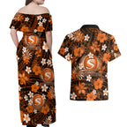 australian-scorchers-cricket-couples-matching-off-shoulder-maxi-dress-and-hawaiian-shirt-baeuty-pacific-hibiscus-and-polynesian-pattern