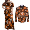 australian-scorchers-cricket-couples-matching-off-shoulder-maxi-dress-and-long-sleeve-button-shirts-baeuty-pacific-hibiscus-and-polynesian-pattern