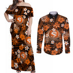 australian-scorchers-cricket-couples-matching-off-shoulder-maxi-dress-and-long-sleeve-button-shirts-baeuty-pacific-hibiscus-and-polynesian-pattern