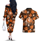 australian-scorchers-cricket-couples-matching-off-the-shoulder-long-sleeve-dress-and-hawaiian-shirt-baeuty-pacific-hibiscus-and-polynesian-pattern