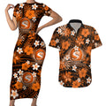australian-scorchers-cricket-couples-matching-short-sleeve-bodycon-dress-and-hawaiian-shirt-baeuty-pacific-hibiscus-and-polynesian-pattern