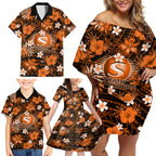australian-scorchers-cricket-family-matching-off-shoulder-short-dress-and-hawaiian-shirt-baeuty-pacific-hibiscus-and-polynesian-pattern