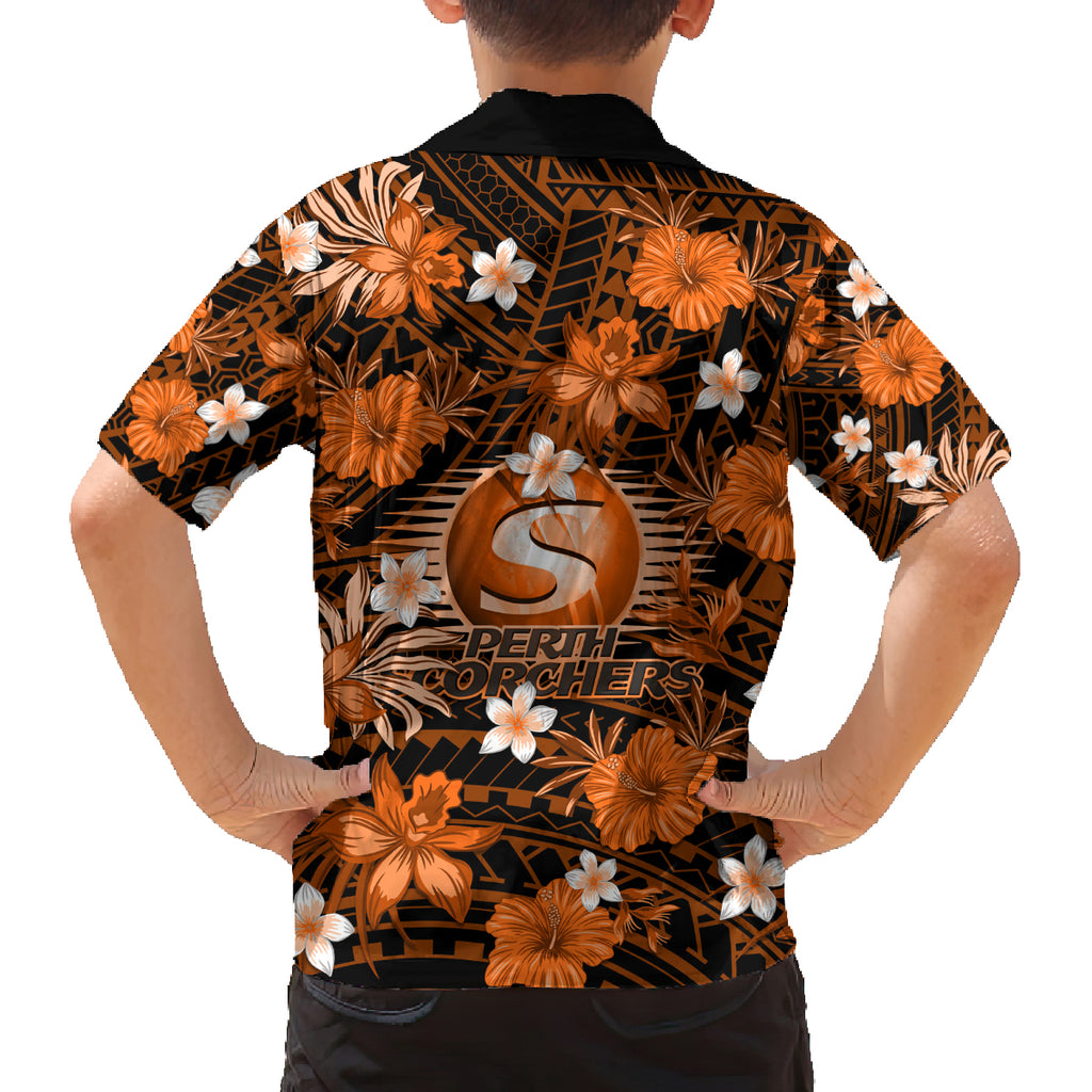 australian-scorchers-cricket-family-matching-off-shoulder-short-dress-and-hawaiian-shirt-baeuty-pacific-hibiscus-and-polynesian-pattern