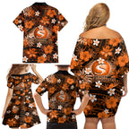 australian-scorchers-cricket-family-matching-off-shoulder-short-dress-and-hawaiian-shirt-baeuty-pacific-hibiscus-and-polynesian-pattern