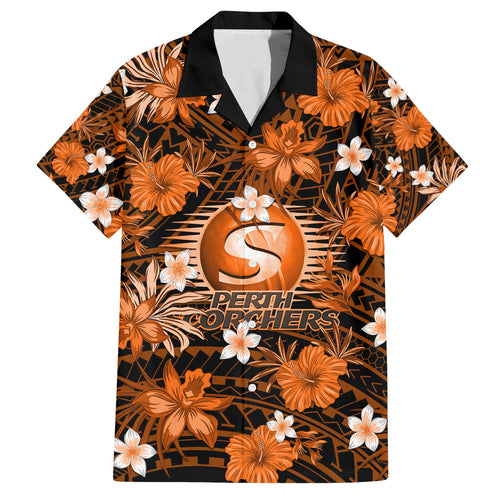 australian-scorchers-cricket-family-matching-off-shoulder-short-dress-and-hawaiian-shirt-baeuty-pacific-hibiscus-and-polynesian-pattern