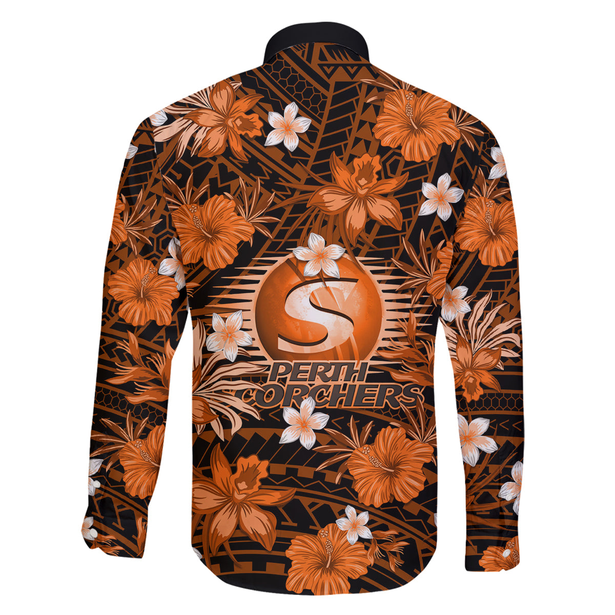 australian-scorchers-cricket-family-matching-off-shoulder-short-dress-and-hawaiian-shirt-baeuty-pacific-hibiscus-and-polynesian-pattern