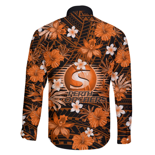 australian-scorchers-cricket-family-matching-short-sleeve-bodycon-dress-and-hawaiian-shirt-baeuty-pacific-hibiscus-and-polynesian-pattern