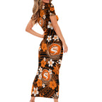 australian-scorchers-cricket-family-matching-short-sleeve-bodycon-dress-and-hawaiian-shirt-baeuty-pacific-hibiscus-and-polynesian-pattern