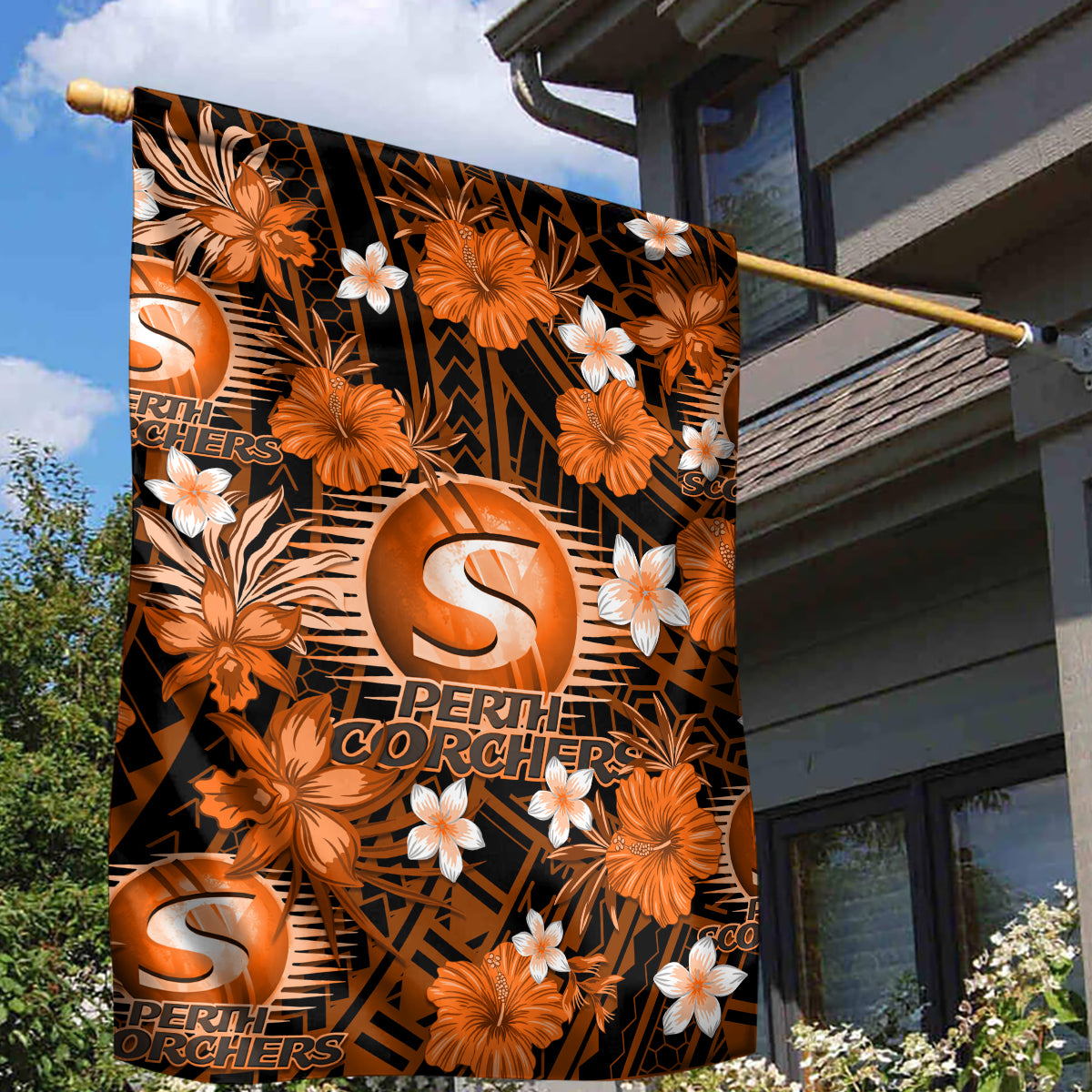 australian-scorchers-cricket-garden-flag-baeuty-pacific-hibiscus-and-polynesian-pattern