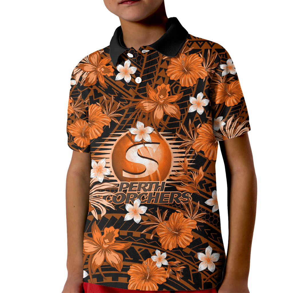 australian-scorchers-cricket-kid-polo-shirt-baeuty-pacific-hibiscus-and-polynesian-pattern