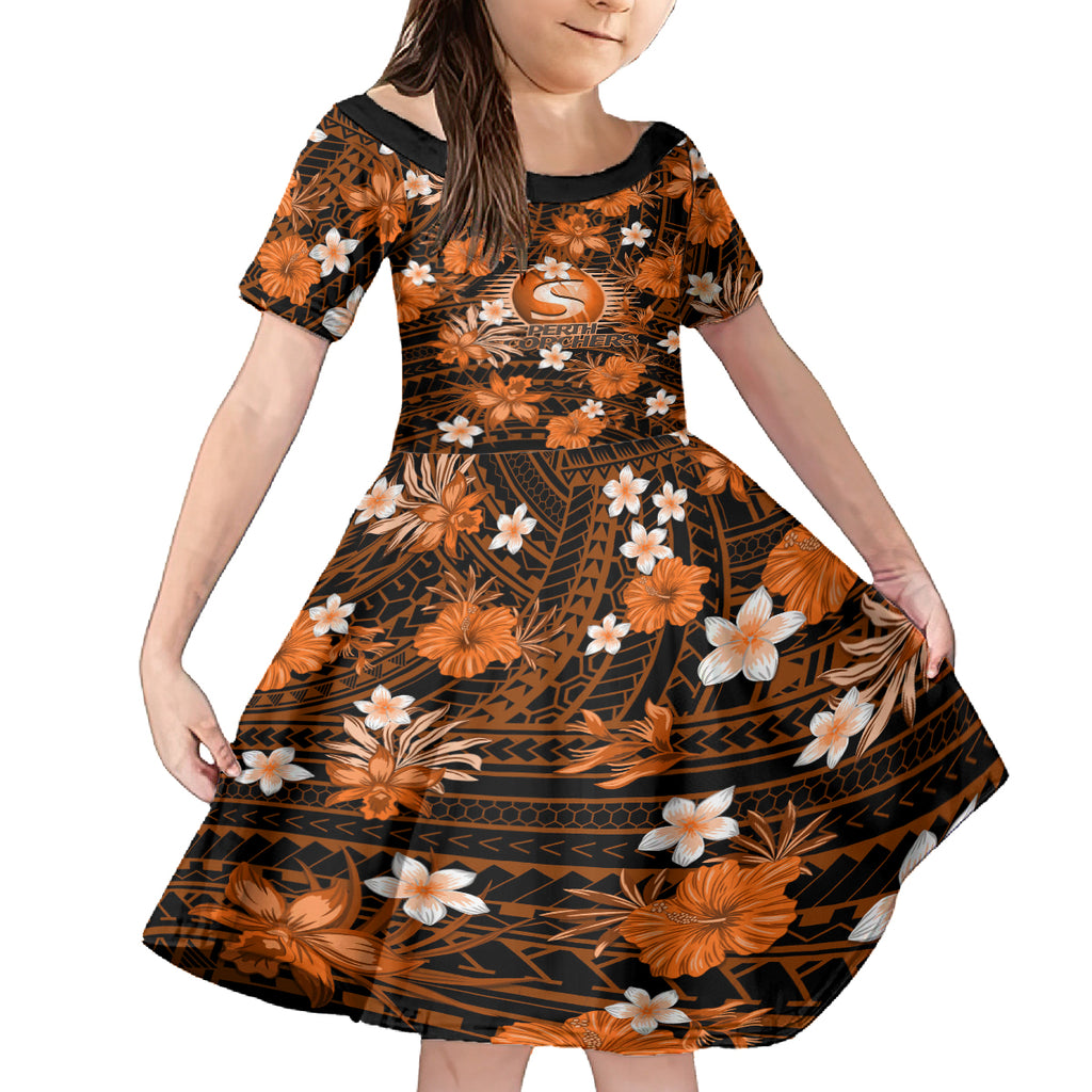 australian-scorchers-cricket-kid-short-sleeve-dress-baeuty-pacific-hibiscus-and-polynesian-pattern