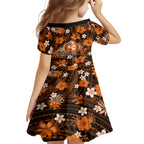 australian-scorchers-cricket-kid-short-sleeve-dress-baeuty-pacific-hibiscus-and-polynesian-pattern