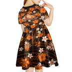 australian-scorchers-cricket-kid-short-sleeve-dress-baeuty-pacific-hibiscus-and-polynesian-pattern