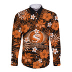 australian-scorchers-cricket-long-sleeve-button-shirt-baeuty-pacific-hibiscus-and-polynesian-pattern