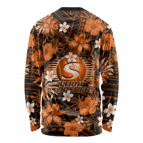 australian-scorchers-cricket-long-sleeve-shirt-baeuty-pacific-hibiscus-and-polynesian-pattern