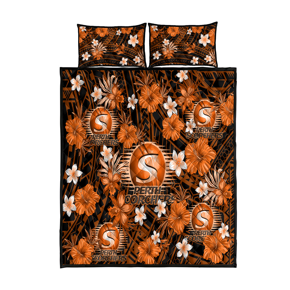 australian-scorchers-cricket-quilt-bed-set-baeuty-pacific-hibiscus-and-polynesian-pattern