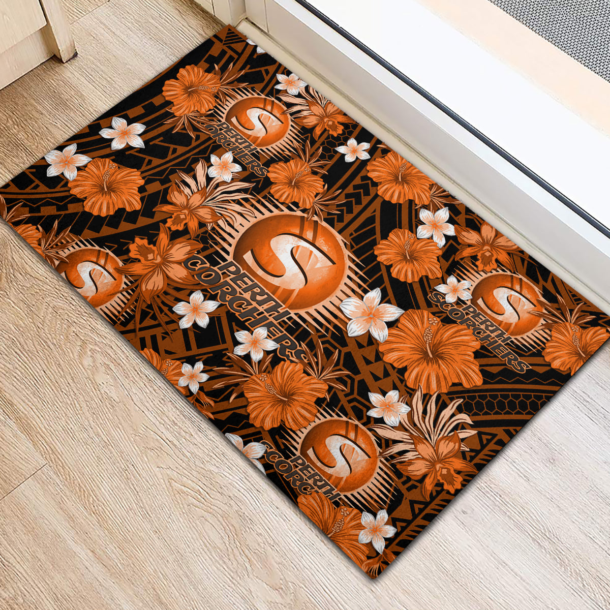 australian-scorchers-cricket-rubber-doormat-baeuty-pacific-hibiscus-and-polynesian-pattern