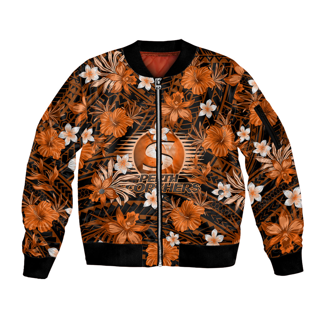australian-scorchers-cricket-sleeve-zip-bomber-jacket-baeuty-pacific-hibiscus-and-polynesian-pattern