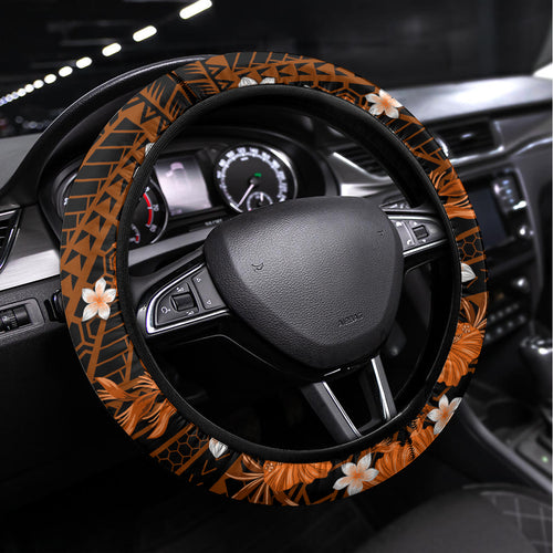 Australian Scorchers Cricket Steering Wheel Cover Baeuty Pacific Hibiscus and Polynesian Pattern