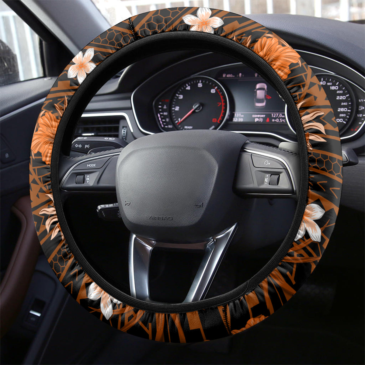 Australian Scorchers Cricket Steering Wheel Cover Baeuty Pacific Hibiscus and Polynesian Pattern