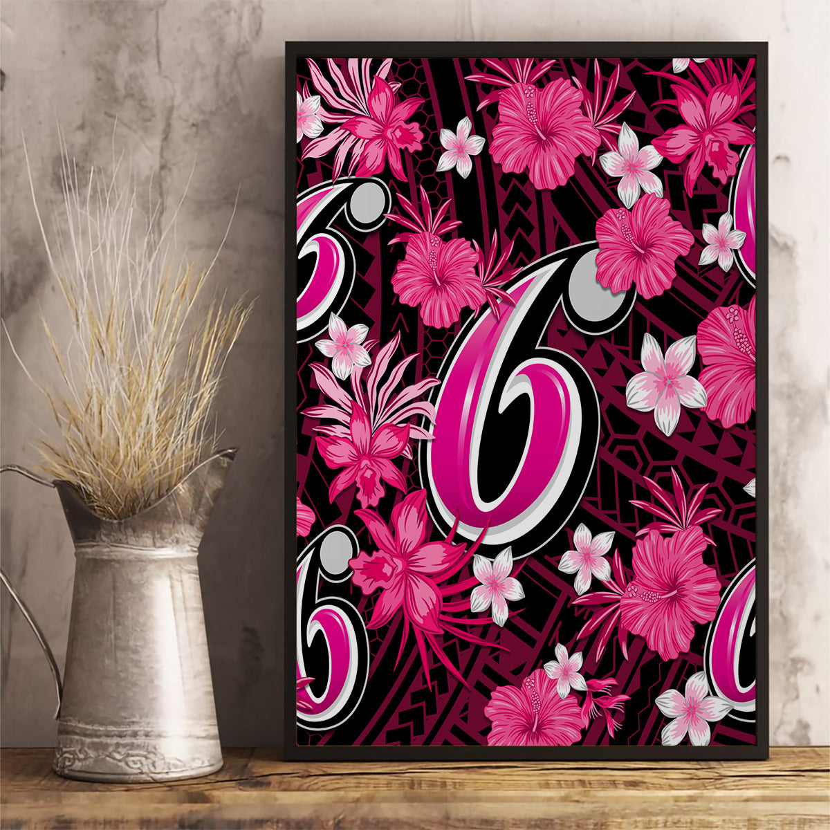 australian-sixers-cricket-canvas-wall-art-baeuty-pacific-hibiscus-and-polynesian-pattern
