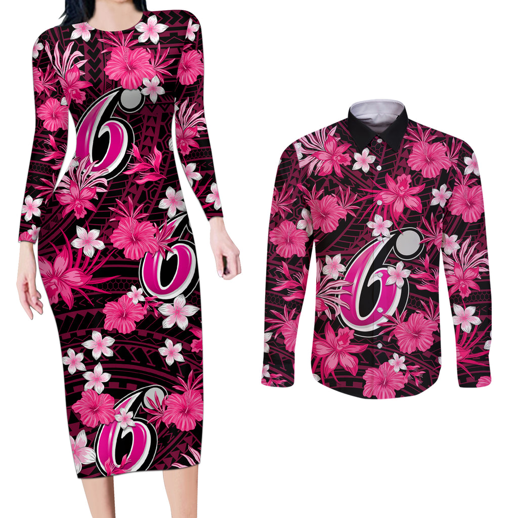australian-sixers-cricket-couples-matching-long-sleeve-bodycon-dress-and-long-sleeve-button-shirts-baeuty-pacific-hibiscus-and-polynesian-pattern