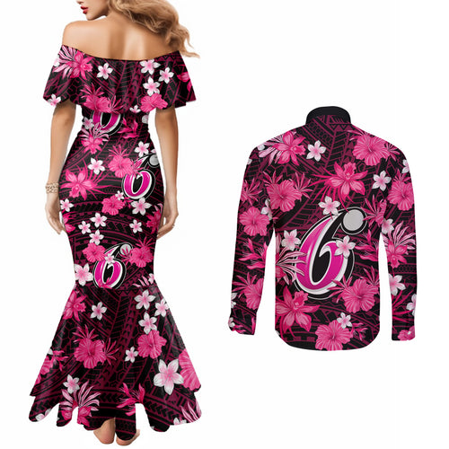 australian-sixers-cricket-couples-matching-mermaid-dress-and-long-sleeve-button-shirts-baeuty-pacific-hibiscus-and-polynesian-pattern