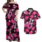 australian-sixers-cricket-couples-matching-off-shoulder-maxi-dress-and-hawaiian-shirt-baeuty-pacific-hibiscus-and-polynesian-pattern