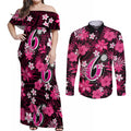 australian-sixers-cricket-couples-matching-off-shoulder-maxi-dress-and-long-sleeve-button-shirts-baeuty-pacific-hibiscus-and-polynesian-pattern