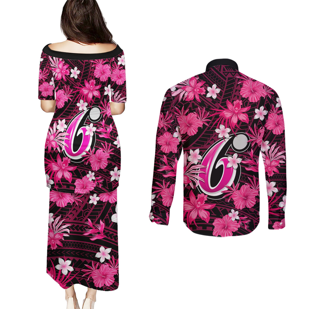 australian-sixers-cricket-couples-matching-puletasi-dress-and-long-sleeve-button-shirts-baeuty-pacific-hibiscus-and-polynesian-pattern