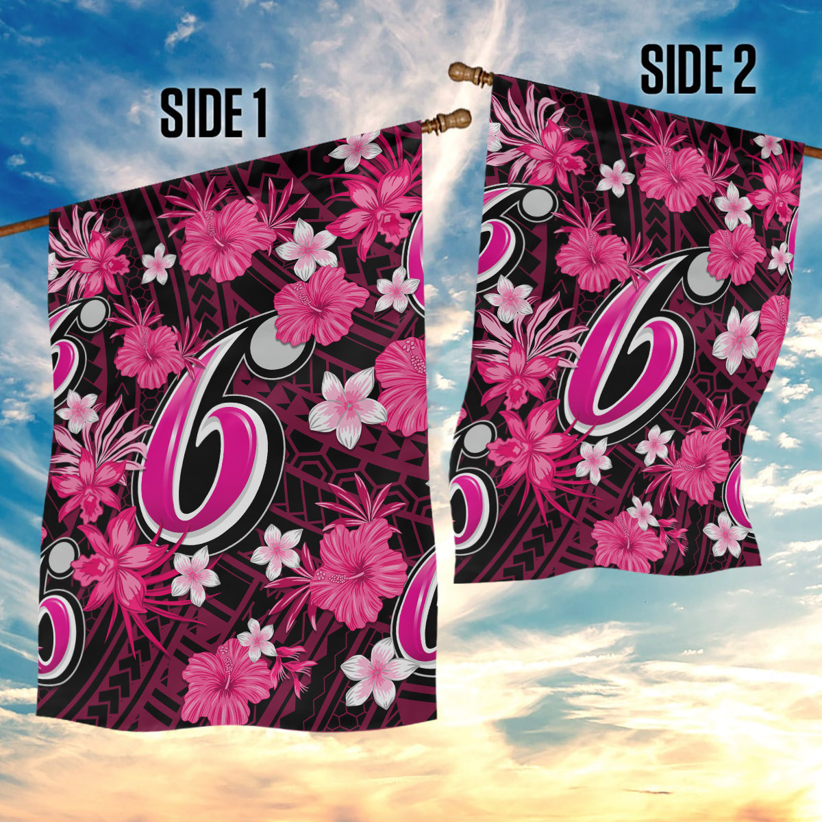 australian-sixers-cricket-garden-flag-baeuty-pacific-hibiscus-and-polynesian-pattern