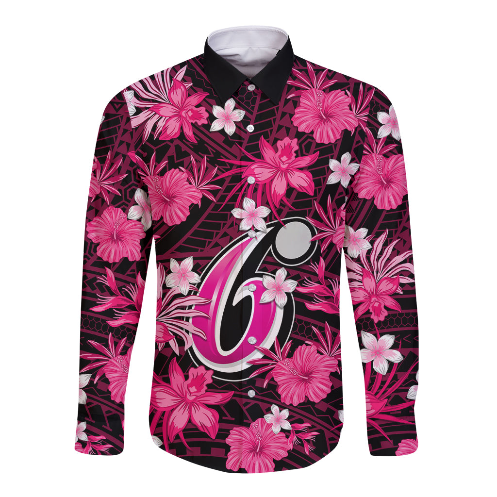 australian-sixers-cricket-long-sleeve-button-shirt-baeuty-pacific-hibiscus-and-polynesian-pattern
