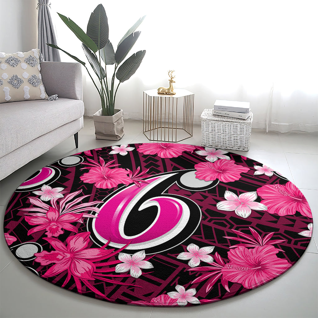 australian-sixers-cricket-round-carpet-baeuty-pacific-hibiscus-and-polynesian-pattern