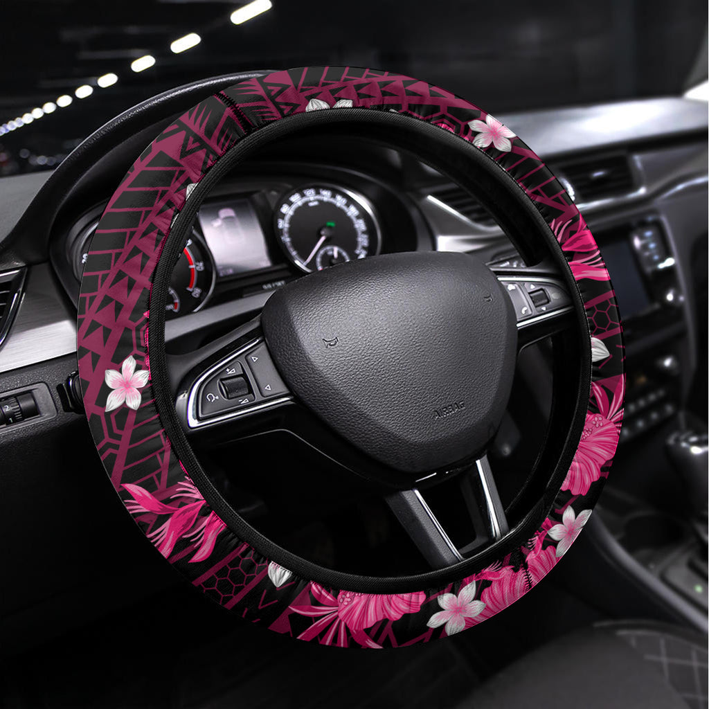 Australian Sixers Cricket Steering Wheel Cover Baeuty Pacific Hibiscus and Polynesian Pattern