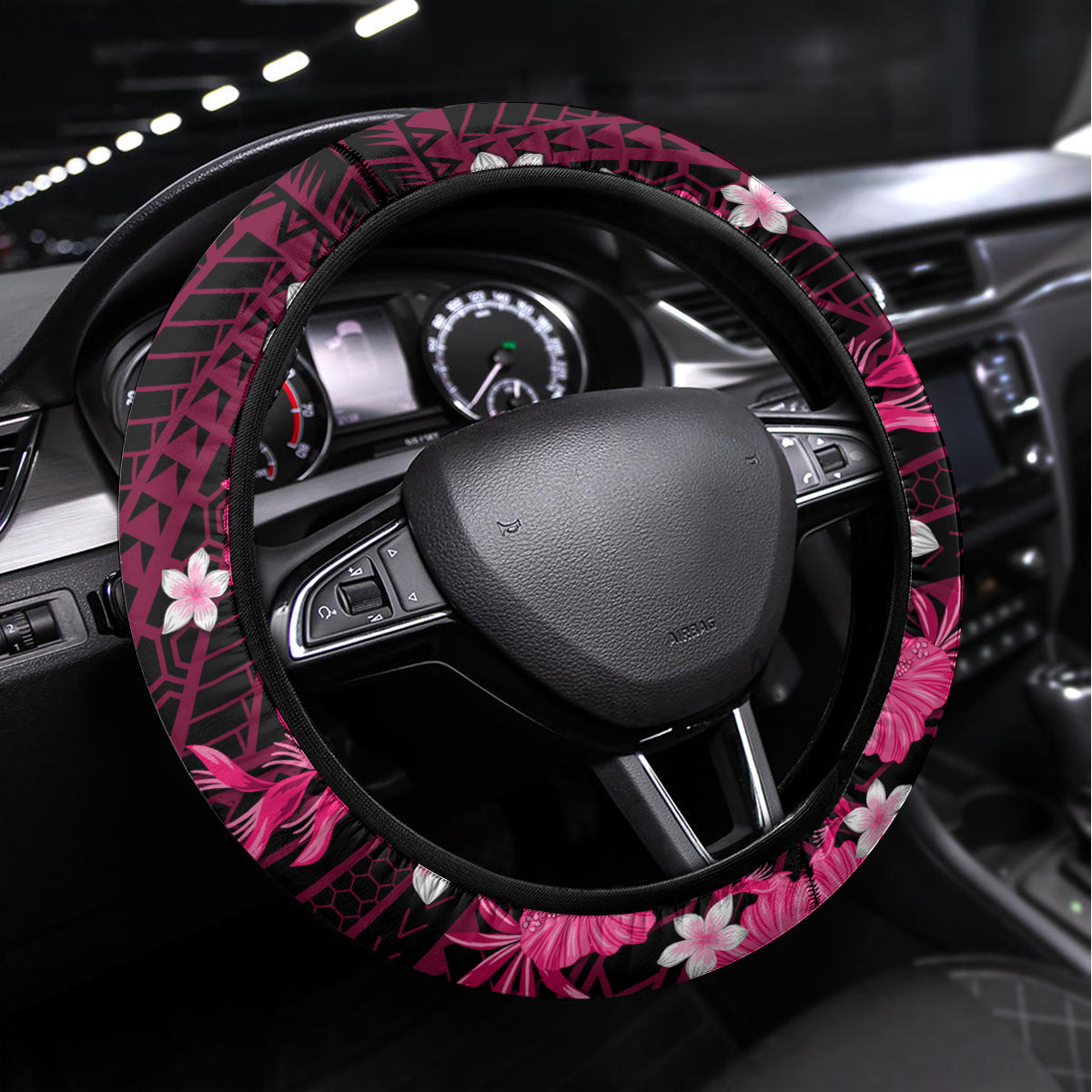 Australian Sixers Cricket Steering Wheel Cover Baeuty Pacific Hibiscus and Polynesian Pattern