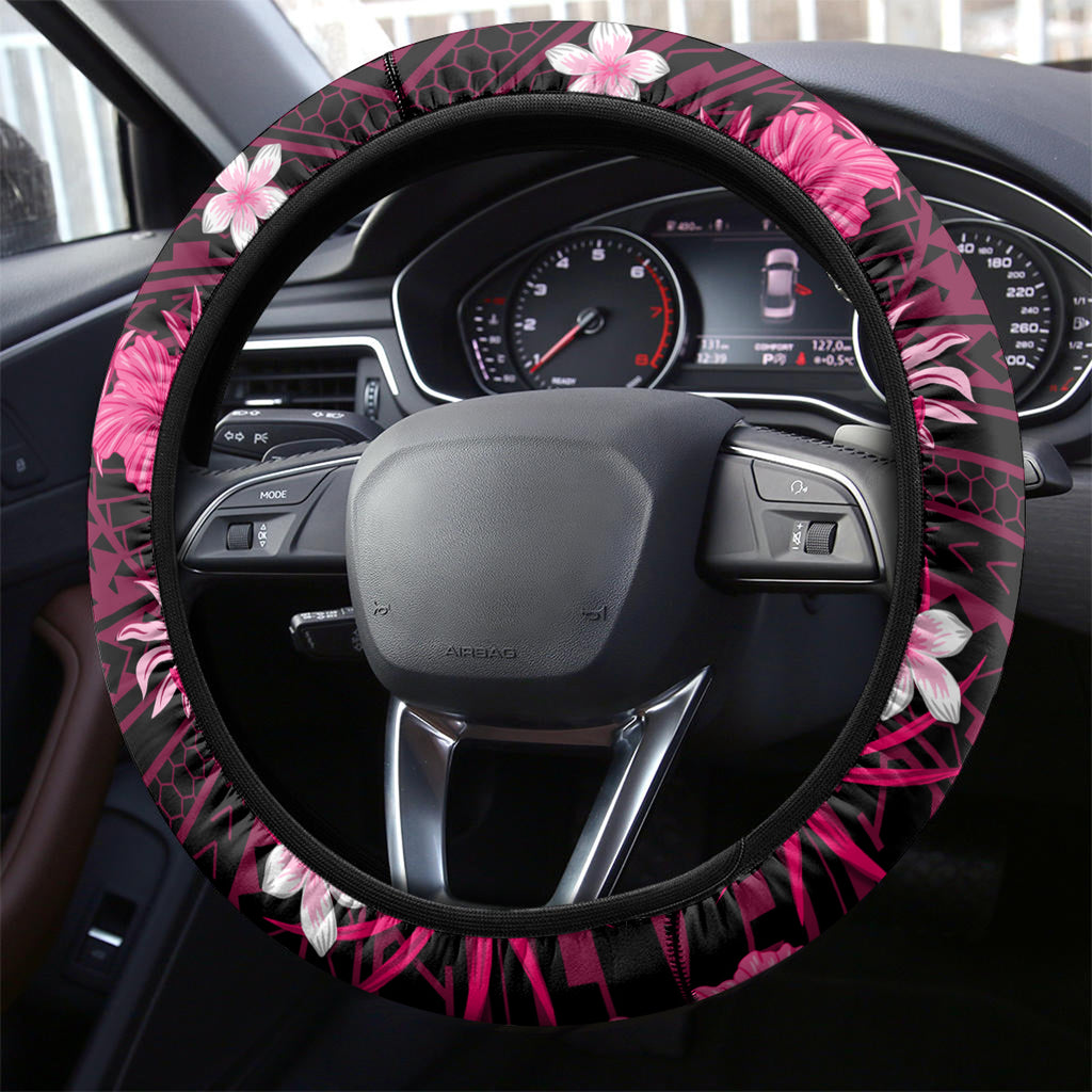 Australian Sixers Cricket Steering Wheel Cover Baeuty Pacific Hibiscus and Polynesian Pattern