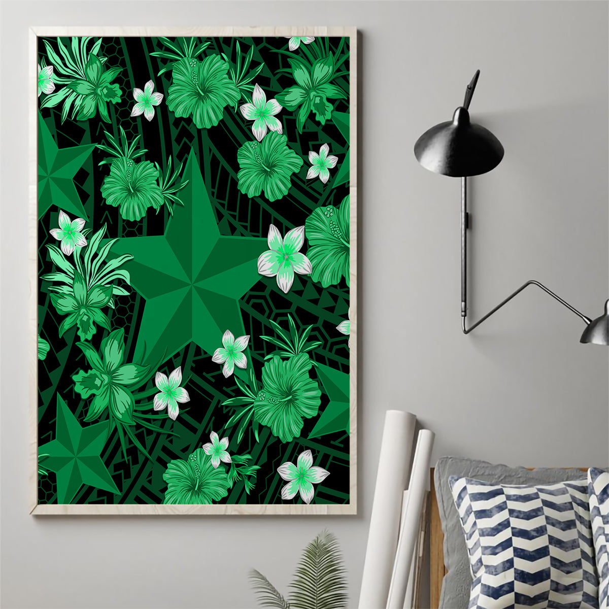australian-stars-cricket-canvas-wall-art-baeuty-pacific-hibiscus-and-polynesian-pattern
