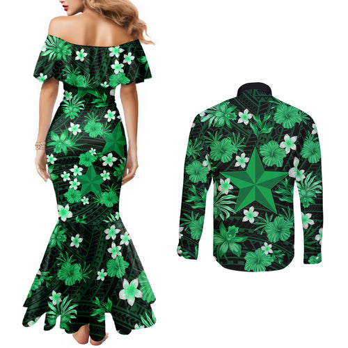 australian-stars-cricket-couples-matching-mermaid-dress-and-long-sleeve-button-shirts-baeuty-pacific-hibiscus-and-polynesian-pattern