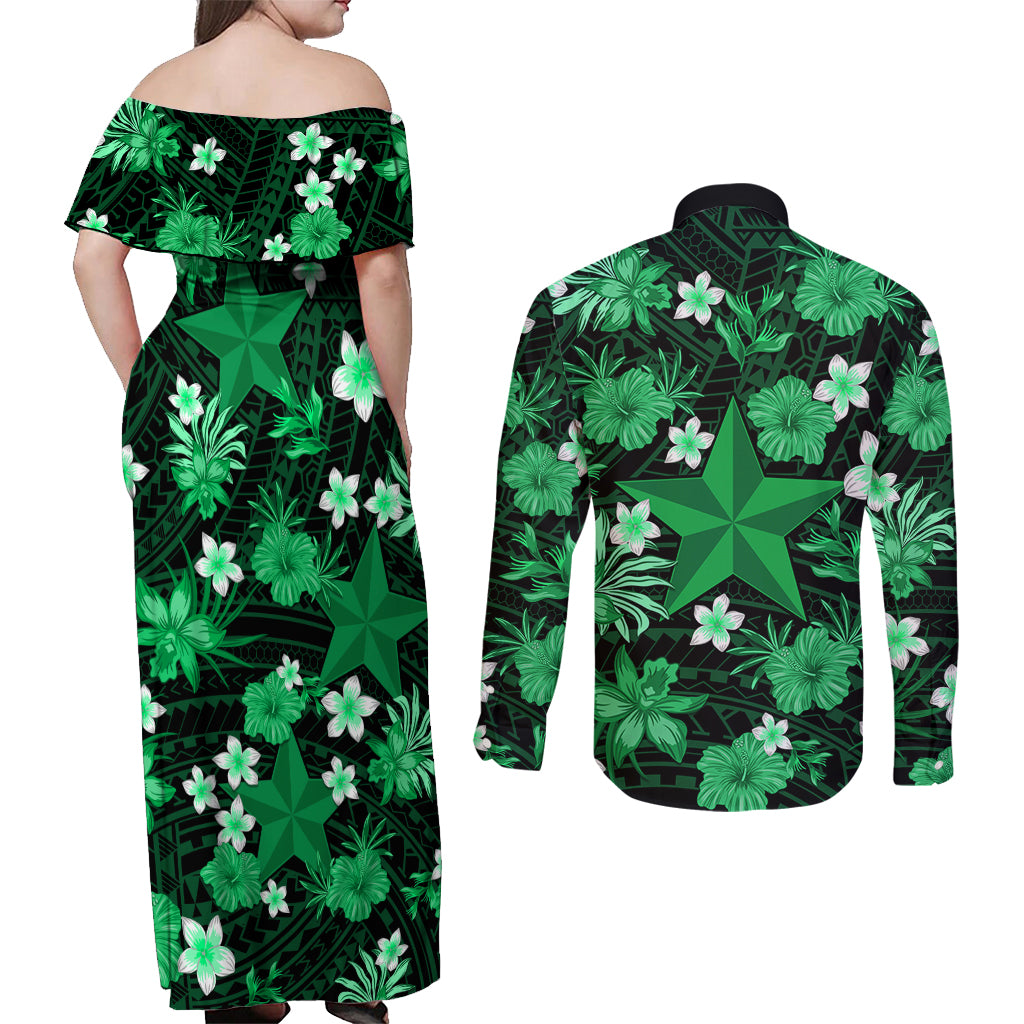 australian-stars-cricket-couples-matching-off-shoulder-maxi-dress-and-long-sleeve-button-shirts-baeuty-pacific-hibiscus-and-polynesian-pattern