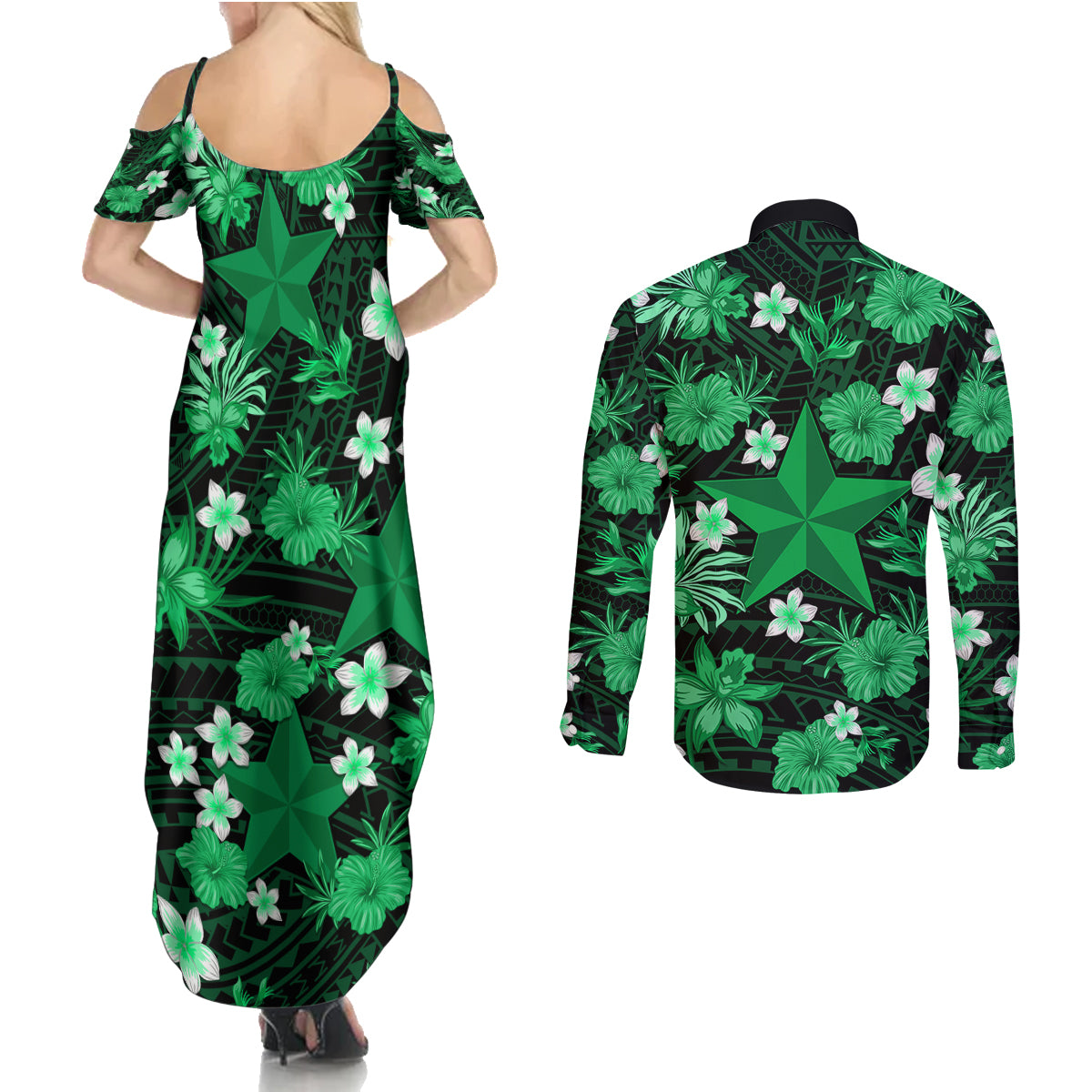 australian-stars-cricket-couples-matching-summer-maxi-dress-and-long-sleeve-button-shirts-baeuty-pacific-hibiscus-and-polynesian-pattern