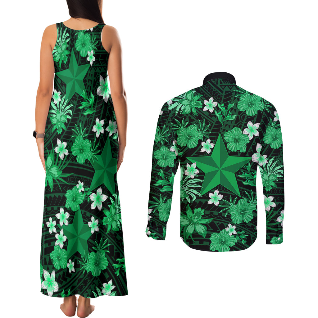 australian-stars-cricket-couples-matching-tank-maxi-dress-and-long-sleeve-button-shirts-baeuty-pacific-hibiscus-and-polynesian-pattern