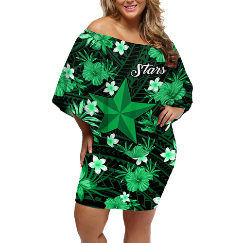 australian-stars-cricket-family-matching-off-shoulder-short-dress-and-hawaiian-shirt-baeuty-pacific-hibiscus-and-polynesian-pattern