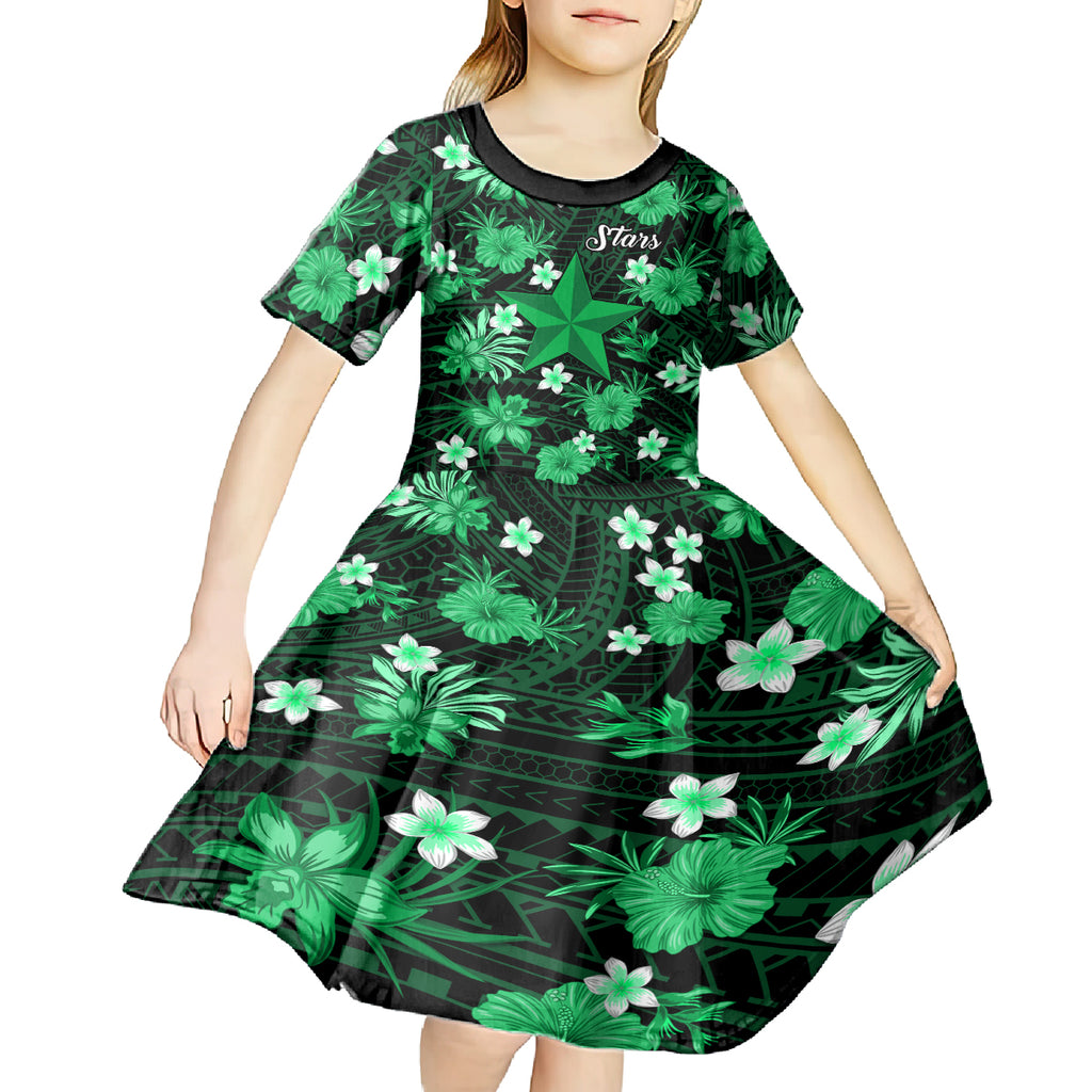australian-stars-cricket-kid-short-sleeve-dress-baeuty-pacific-hibiscus-and-polynesian-pattern