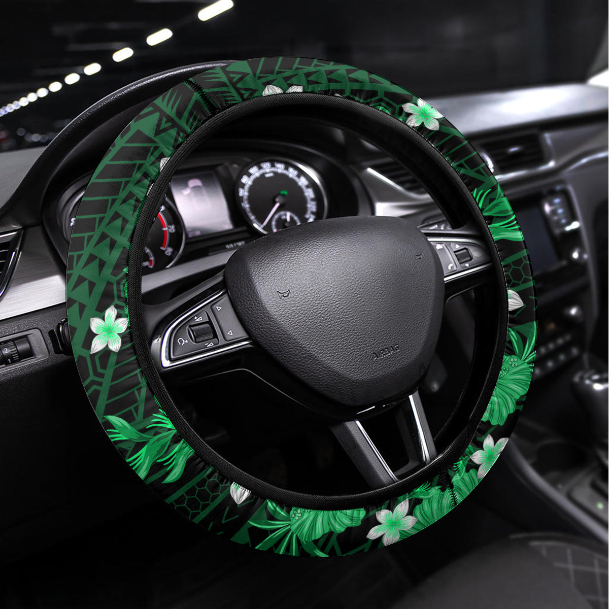 Australian Stars Cricket Steering Wheel Cover Baeuty Pacific Hibiscus and Polynesian Pattern